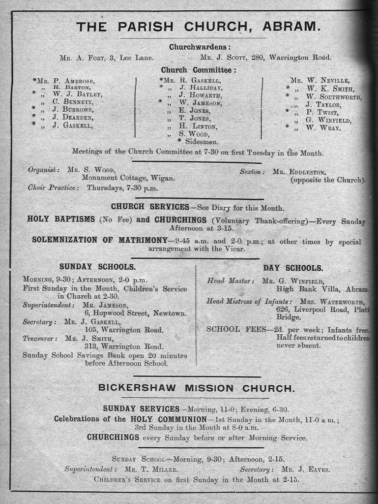 Inside the Front Cover of the Parish Magazine
