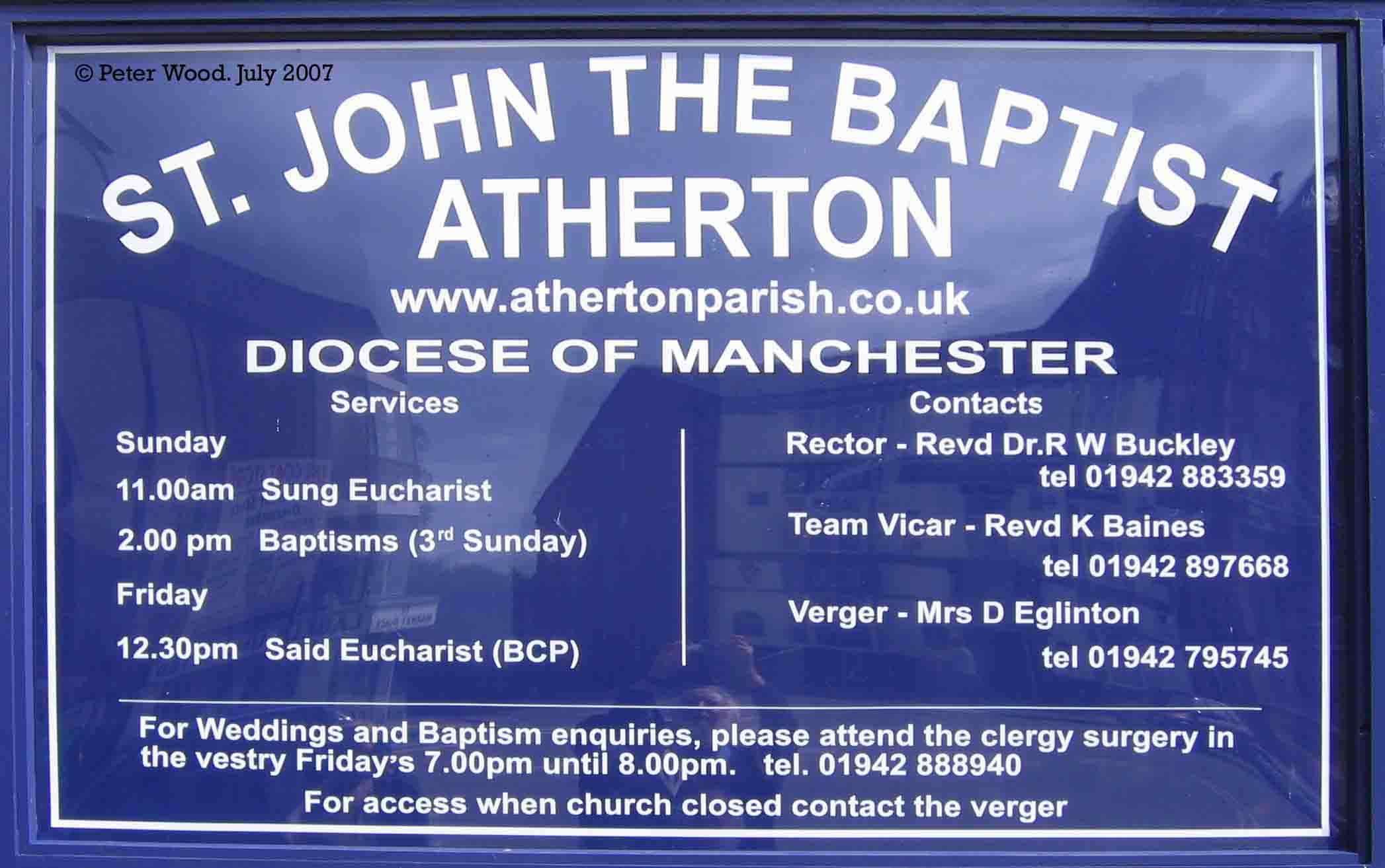 St John the Baptist signboard. Photo by Peter Wood
July 2007