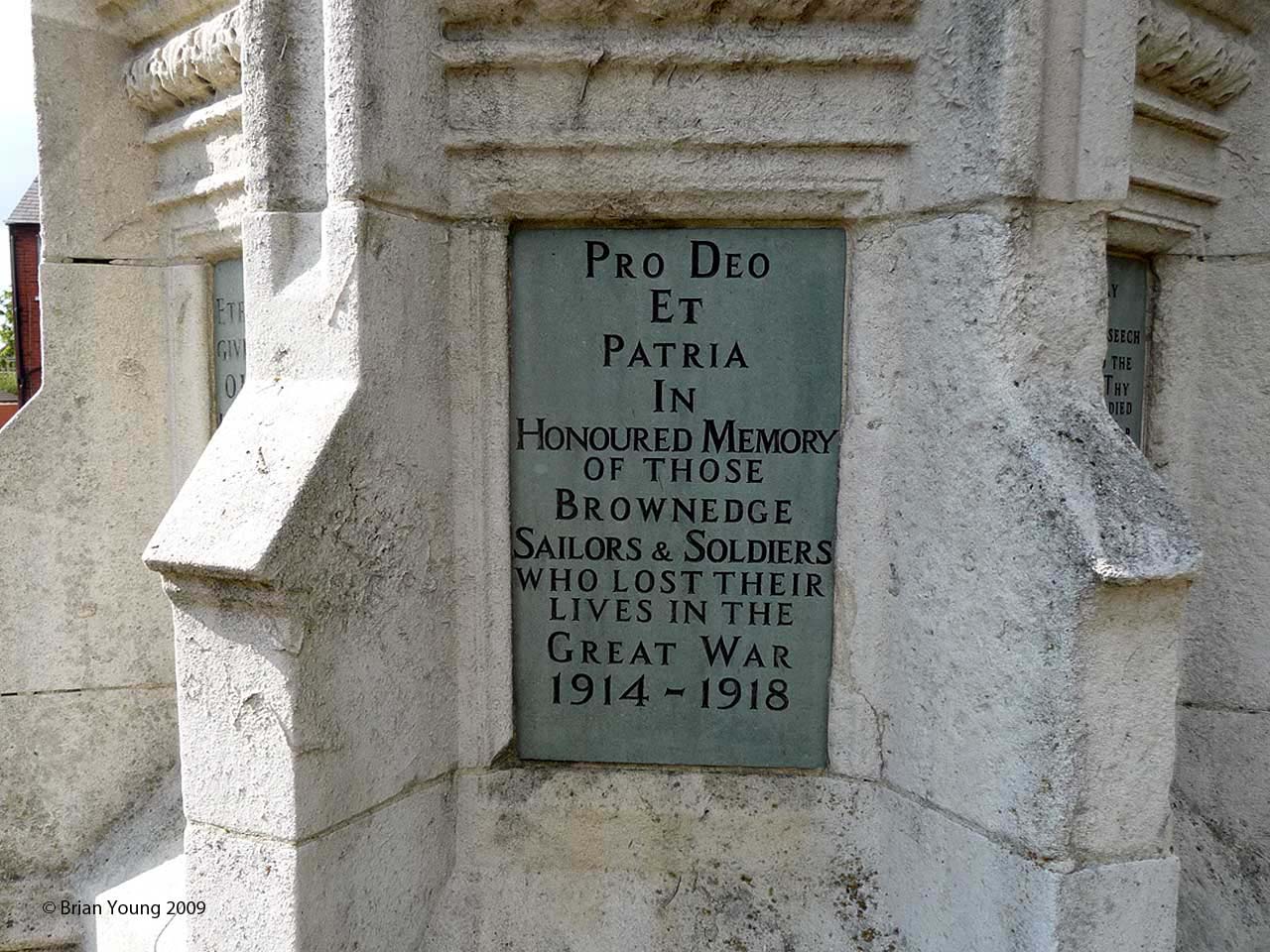 Plaque on the War Memorial, Photograph supplied by and  of Brian Young