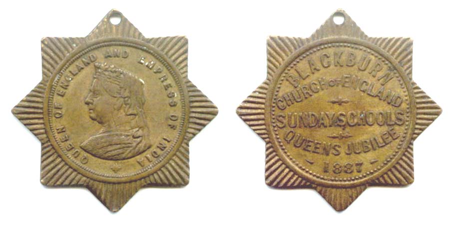 Blackburn Sunday School commemoration medal for Victoria's Jubilee