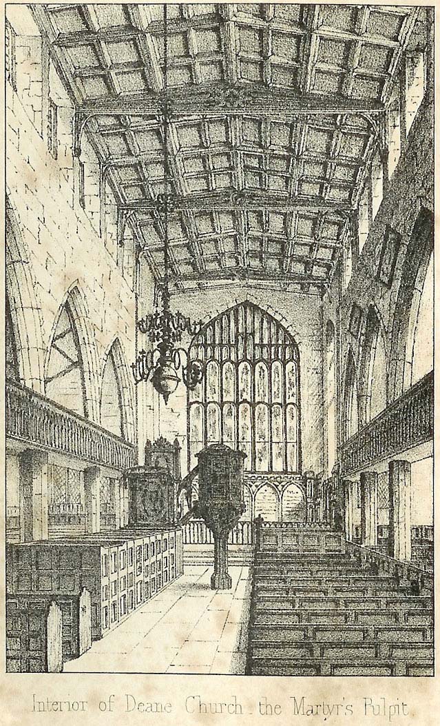 The interior of Deane Church - the Martyrs Pulpit, Courtesy of Derek Crompton
