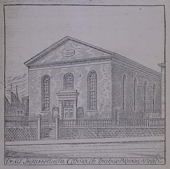 A Drawing of the New Jerusalem Church, Higher Bridge St, from the Bolton Journal of 23 Oct 1886