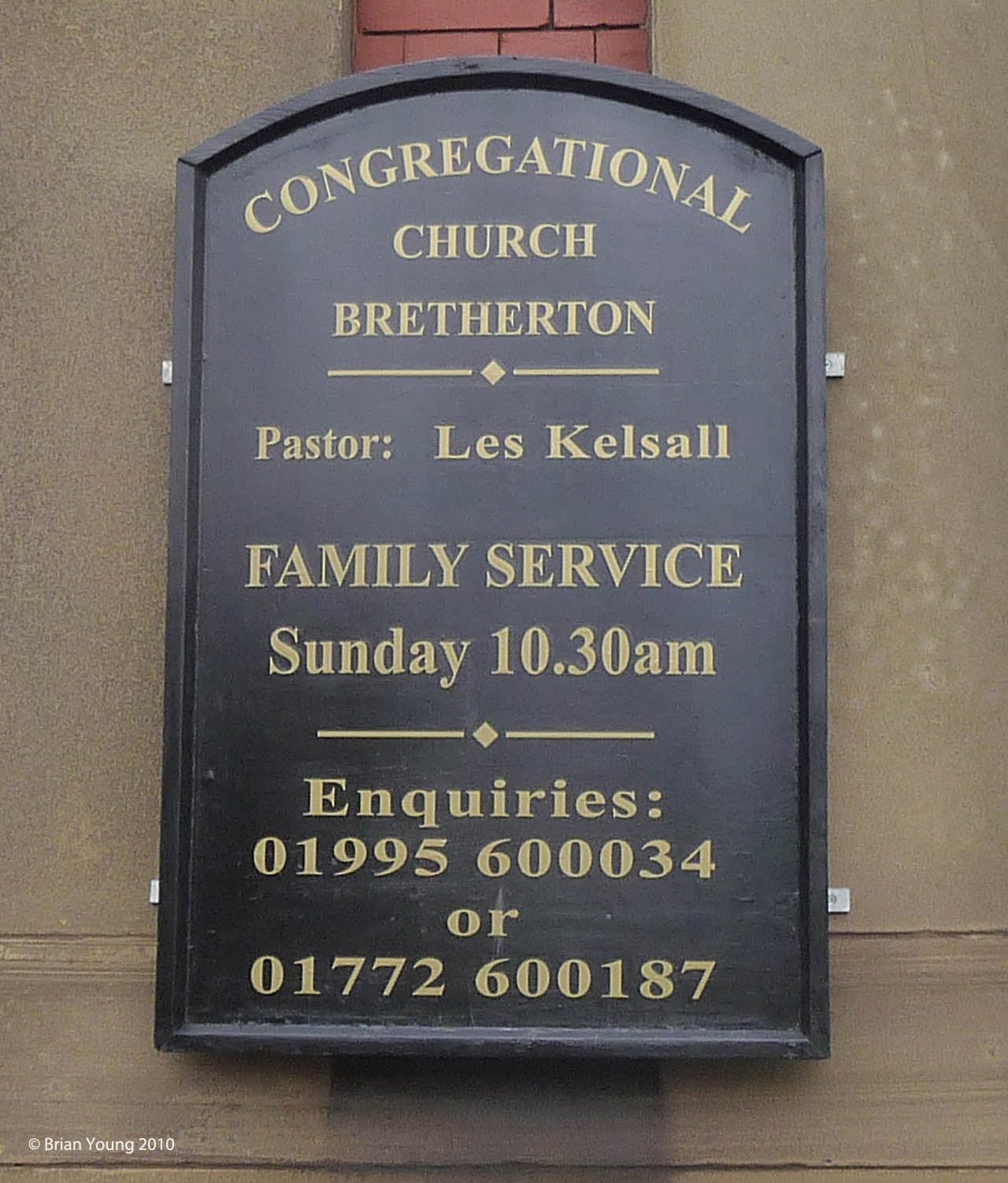 The Church Sign, now Congregational, Bretherton, Photograph supplied by and  of Brian Young
