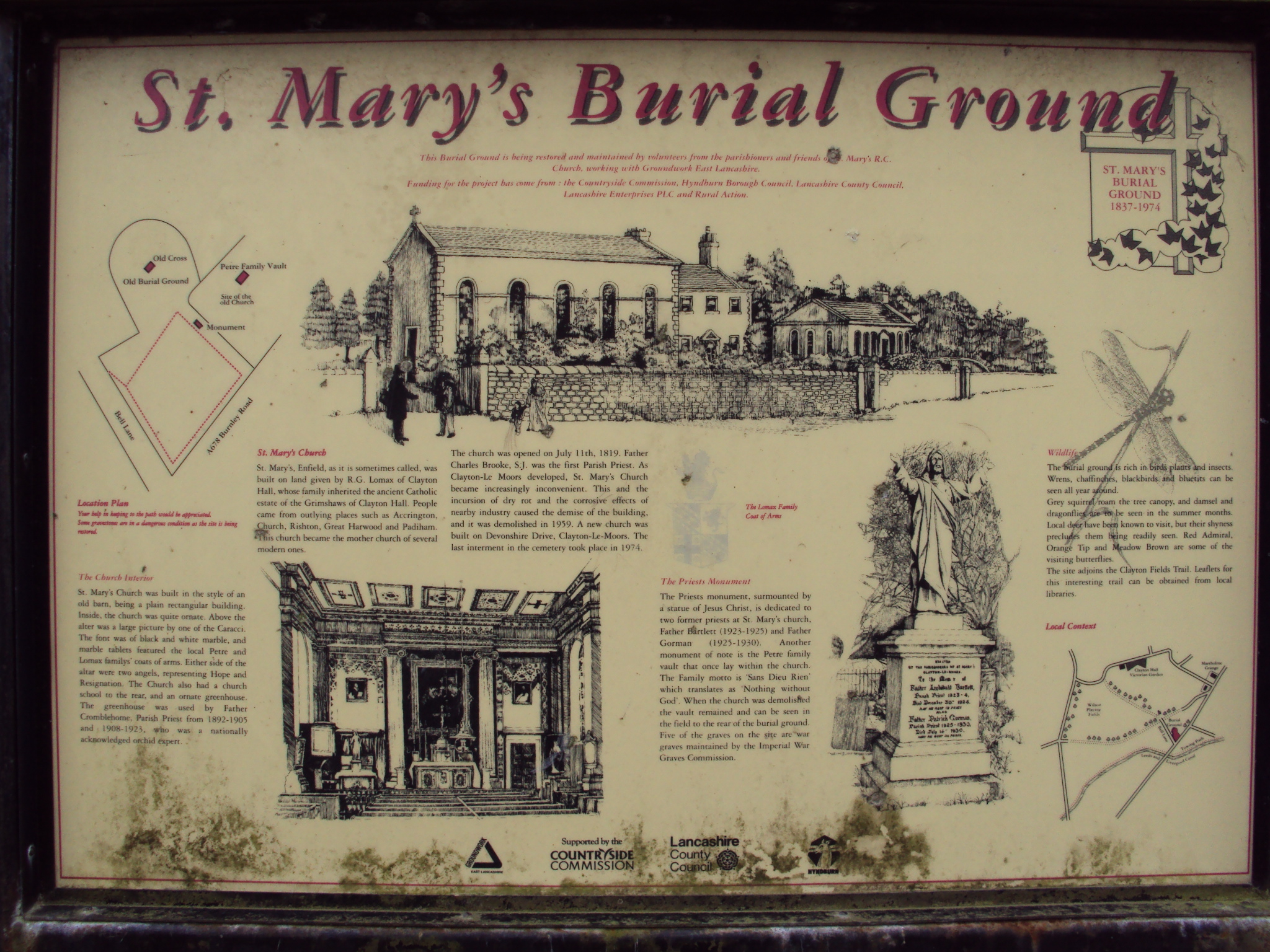 Burial Ground Sign at St Mary Enfield, Clayton-le-Moors