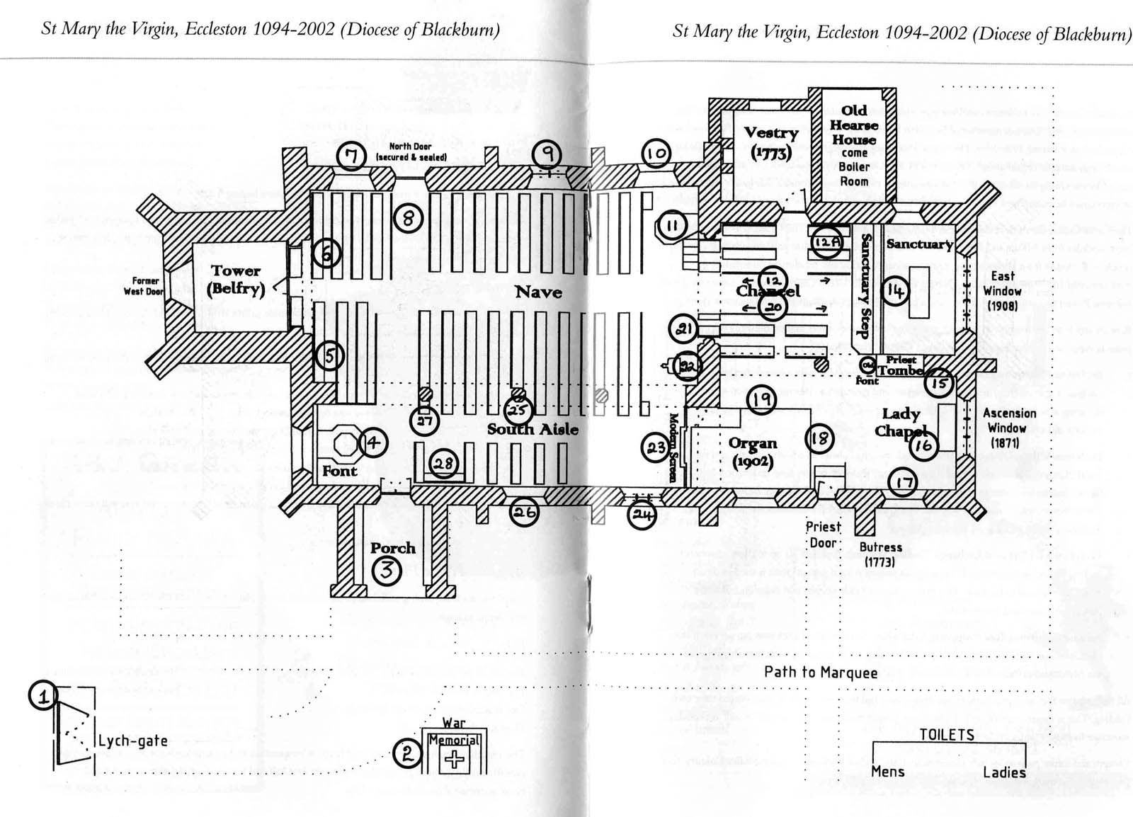 Plan of the Church of St Mary<br>Source: Flower Festival plan