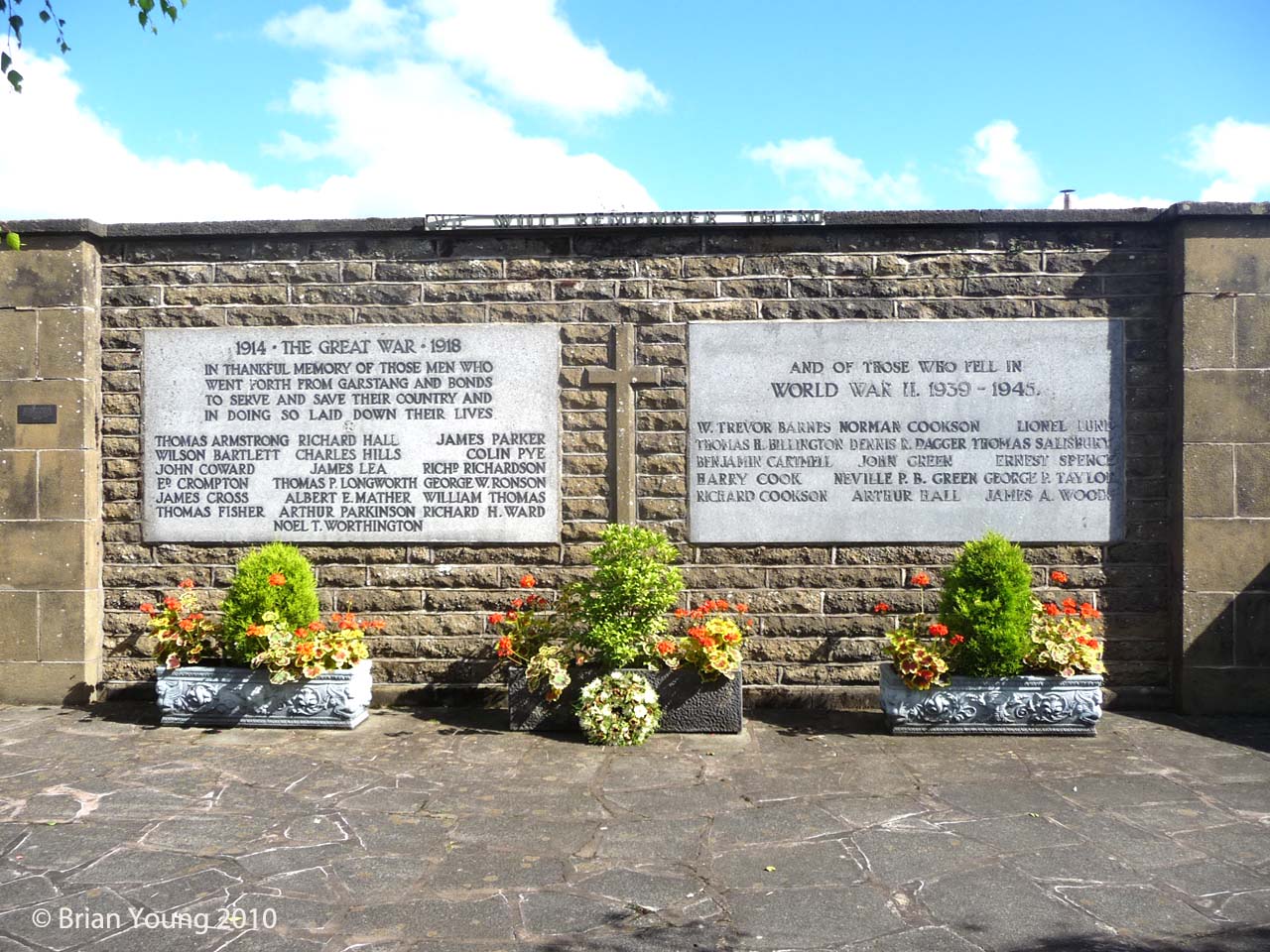 Memorial commemorating the men of Garstang who gave their lives in both World Wars. Photograph supplied by and  of Brian Young