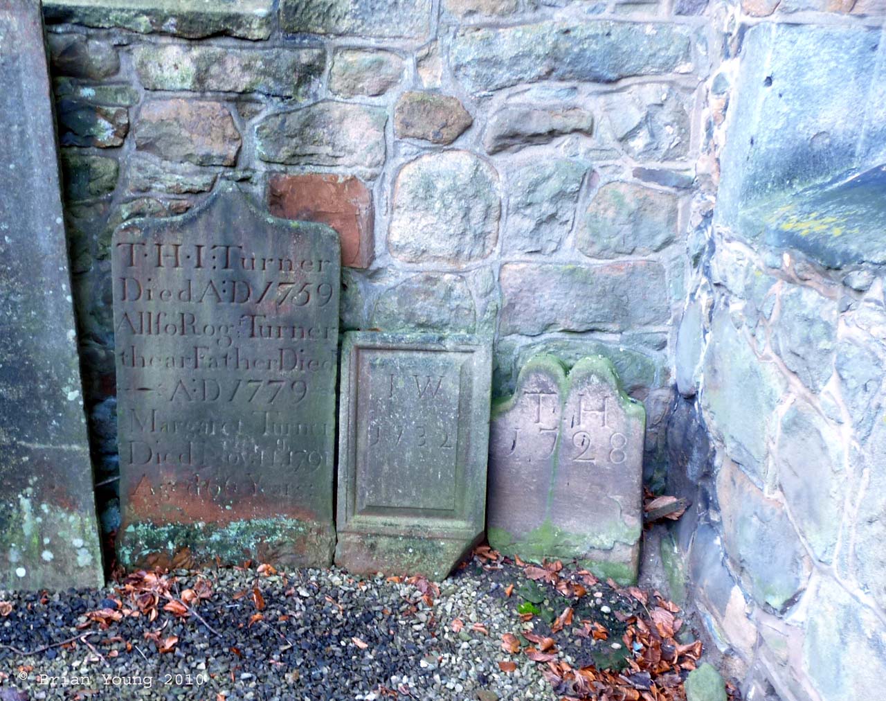 18th Century Headstones at St Mary the Virgin. Photograph supplied by and  of Brian Young