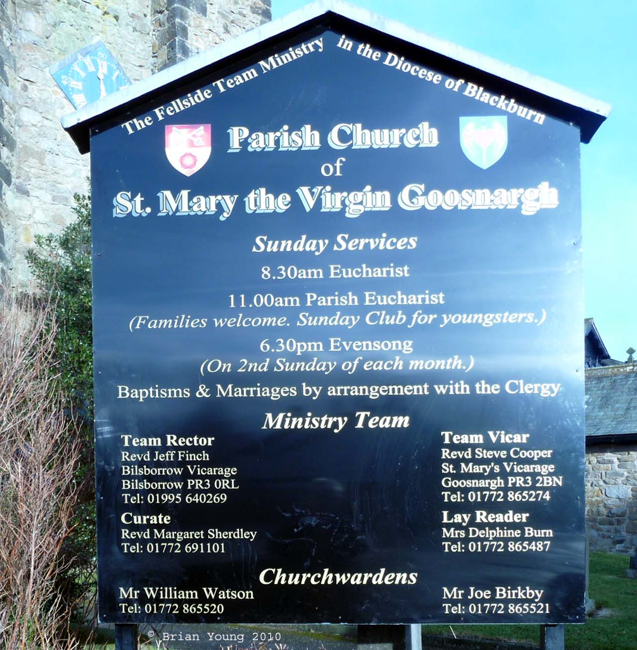 The Church Sign, St.Mary the Virgin, Goosnargh. Photograph supplied by and  of Brian Young
