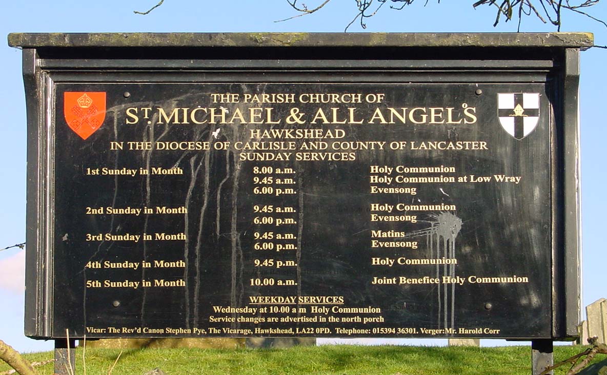 The Church Sign at St Michael and All Angels, Hawkshead