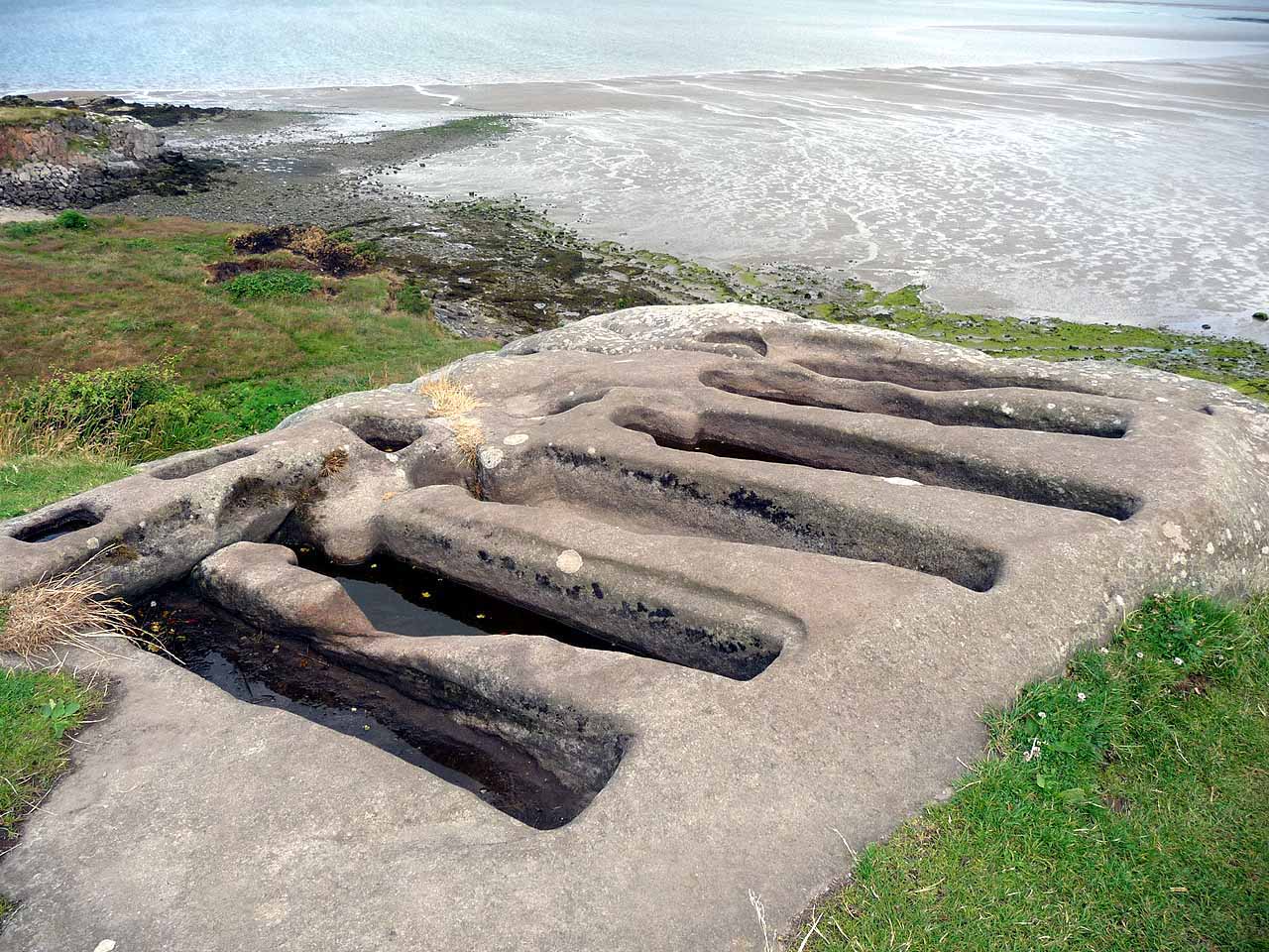 Open Viking rock graves at St Patrick's Chapel, Heysham. Photograph supplied by and  of Brian Young