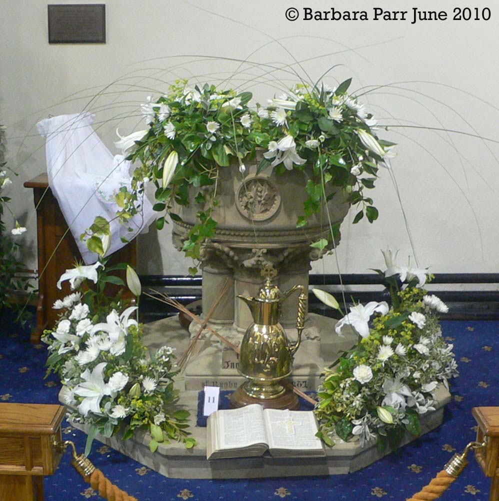 The font decorated for the Flower Festival