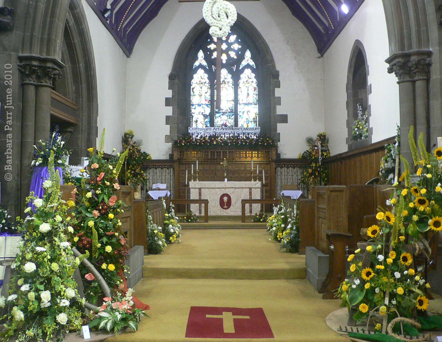 The church decorated for the Flower Festival