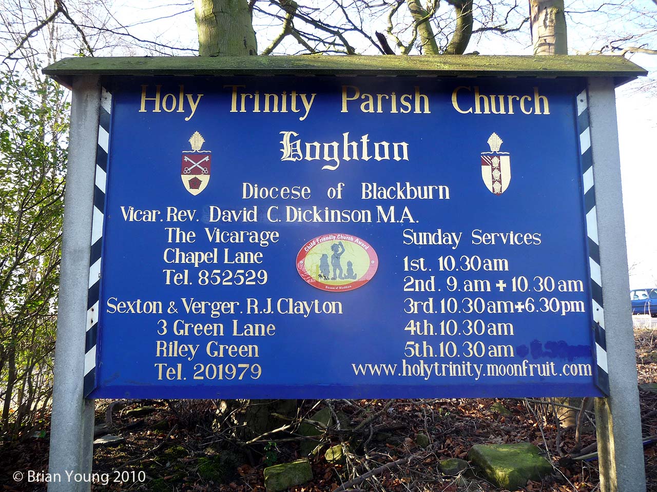 The Church Sign, Holy Trinity, Hoghton. Photograph supplied by and  of Brian Young