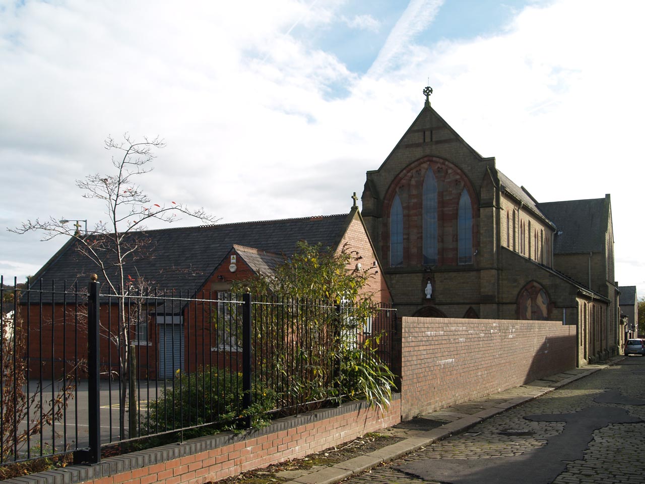 The Church of St Mary, with the School