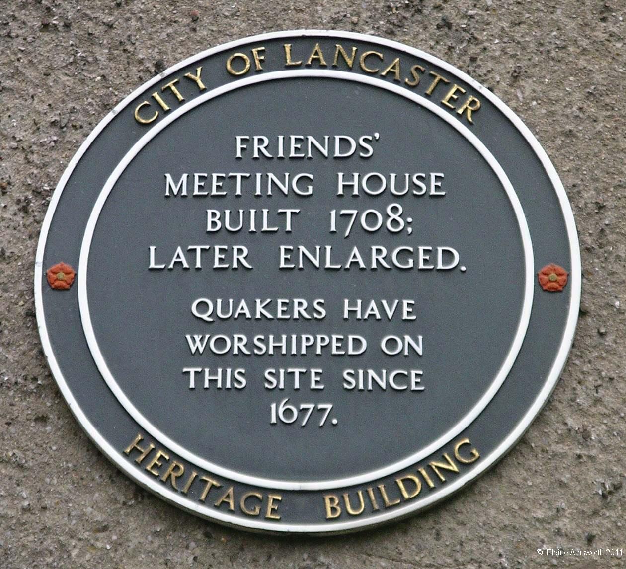Lancaster Friends Meeting House plaque