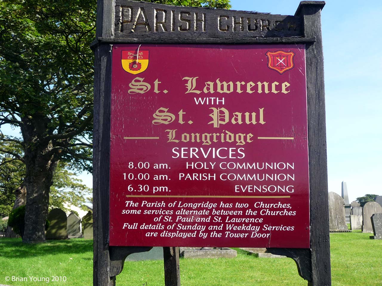 The Church Sign at St Lawrence, Longridge. Photograph supplied by and  of Brian Young