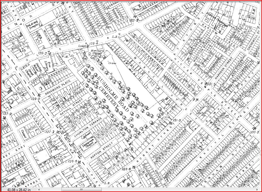 An Old Map Showing Rusholme Rd Cemetery