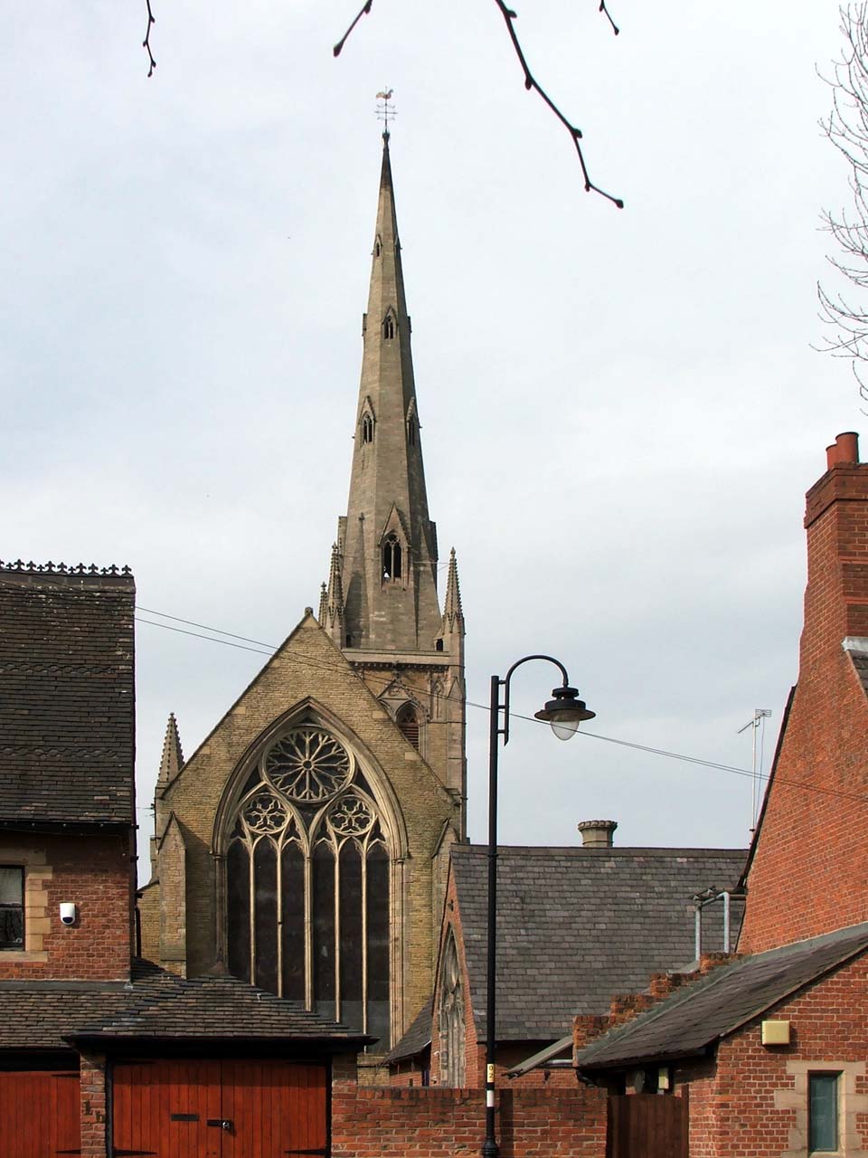 St Mary Hulme, view of spire and window. Photograph supplied by and  of Barbara Holt