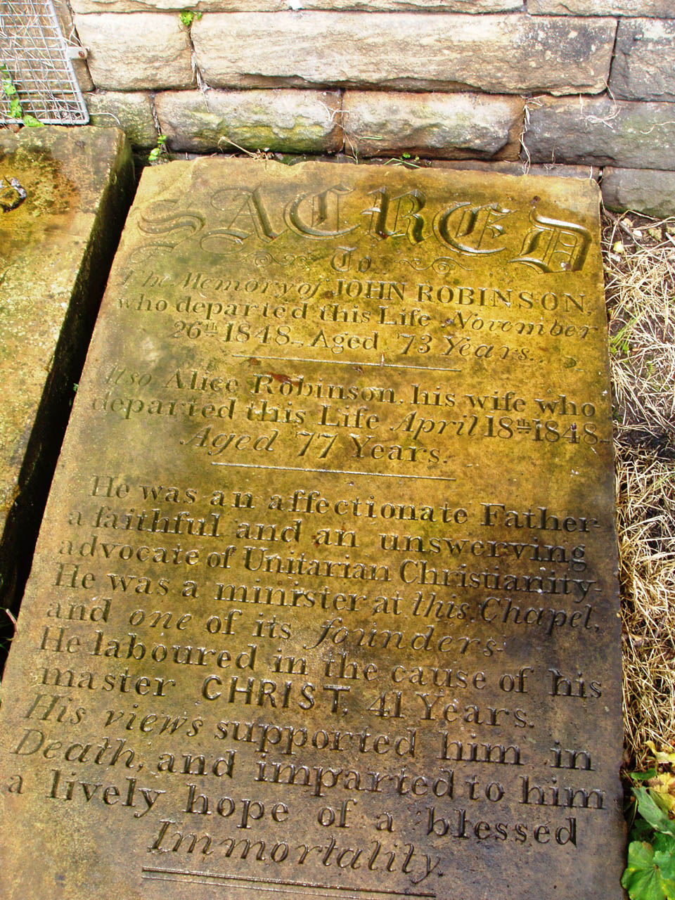 The Gravestone. Photograph supplied by and  of Ian Robinson