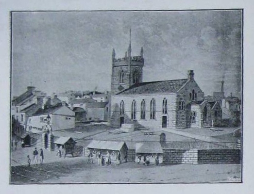 An old drawing of St Leonard, Padiham