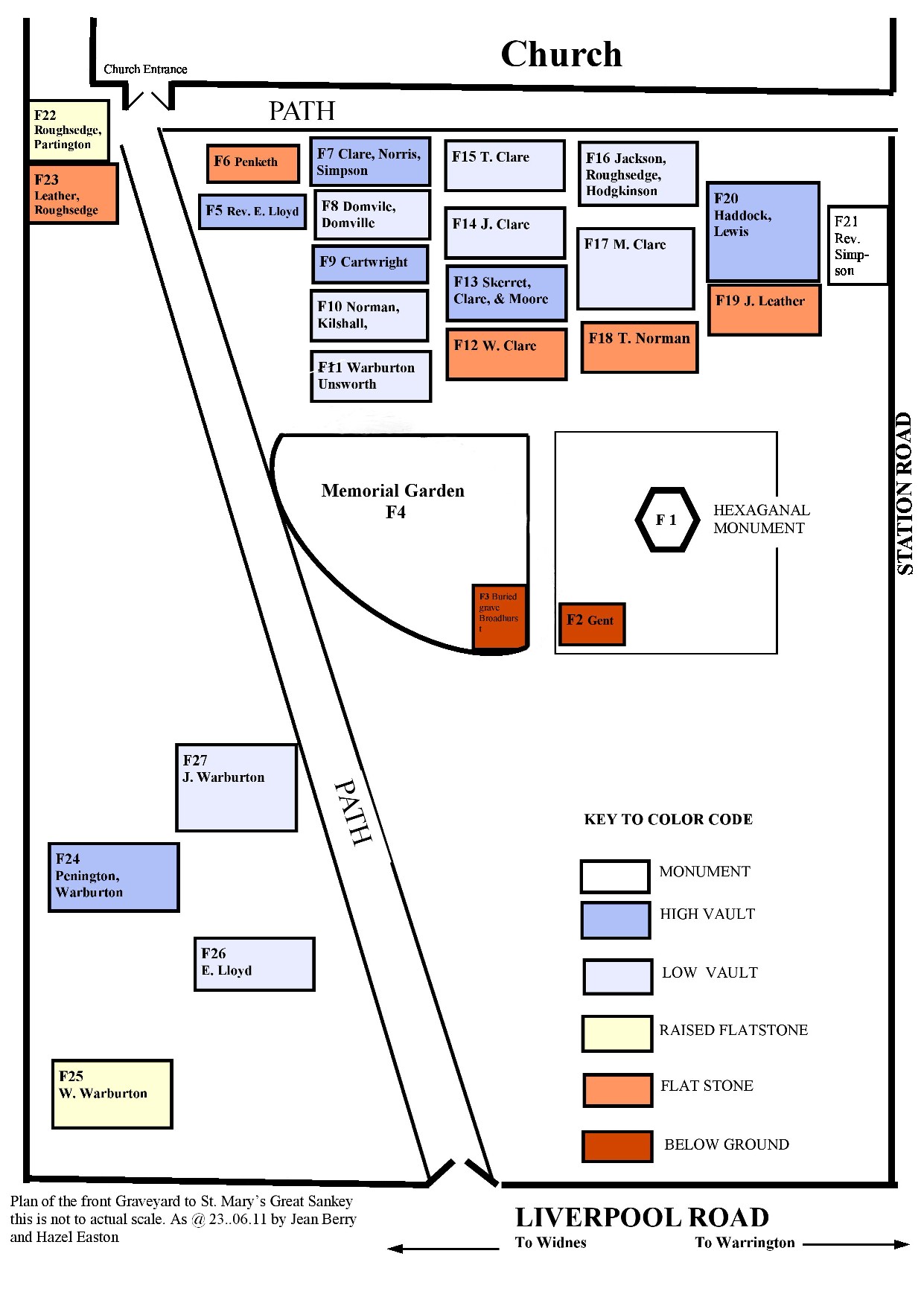 St Mary Great Sankey front graveyard plan 2011