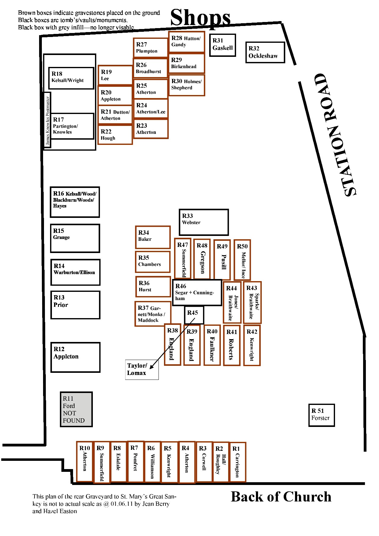 St Mary Great Sankey rear graveyard plan 2011