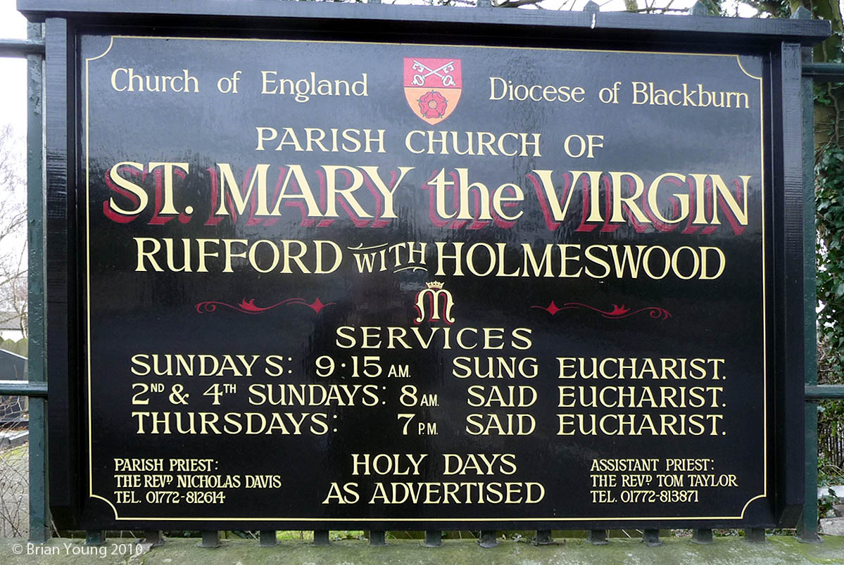 St Mary the Virgin Church Board. Photograph supplied by and  of Brian Young