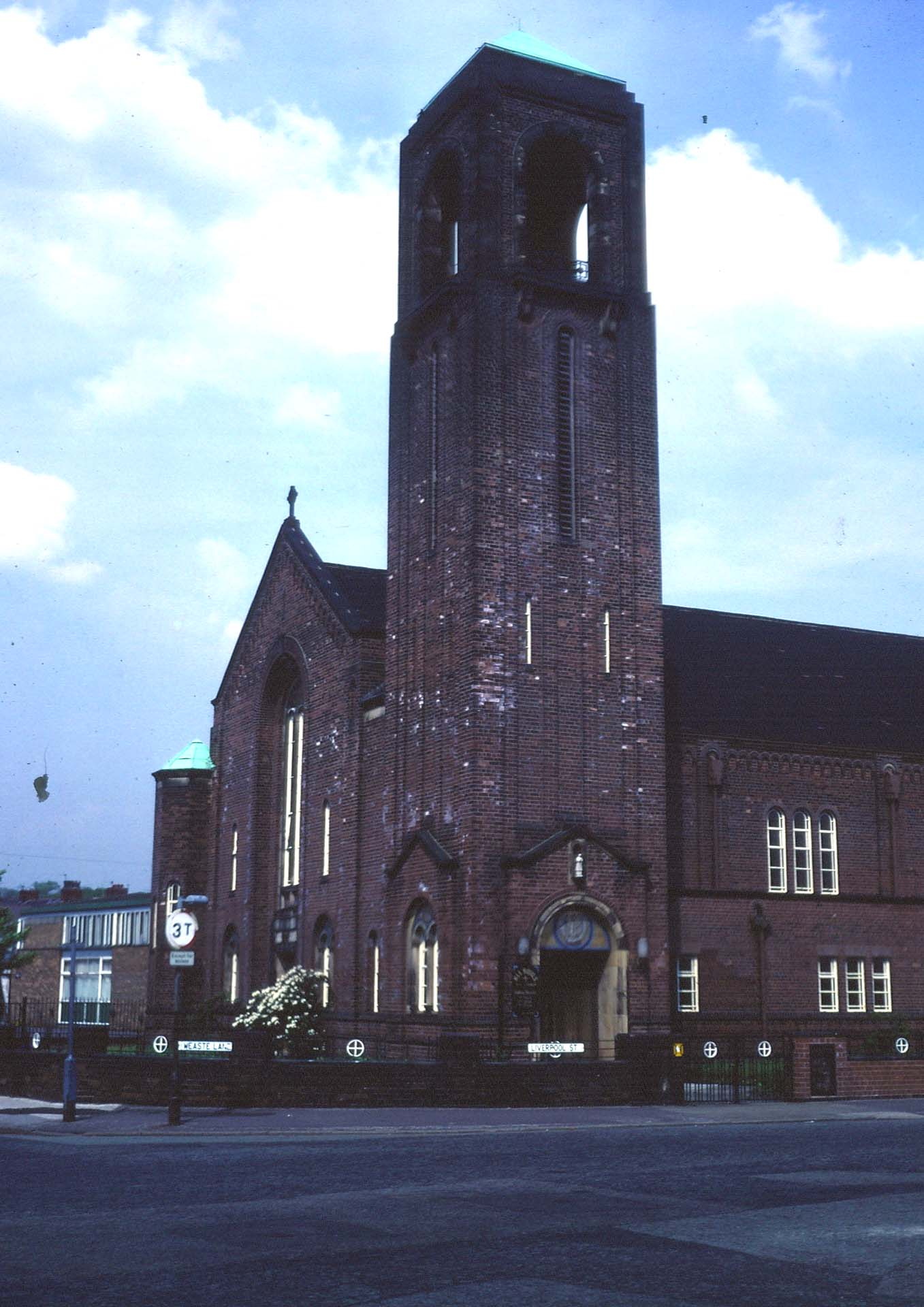 The Roman Catholic Church of All Souls and St John Vianney. Photograph by Stanley Horrocks, digitised by Paul Dyson and reproduced here by kind permission and  of Rose Horrocks, Oct 2013