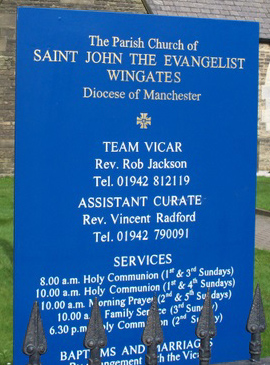 St John the Evangelist: signboard