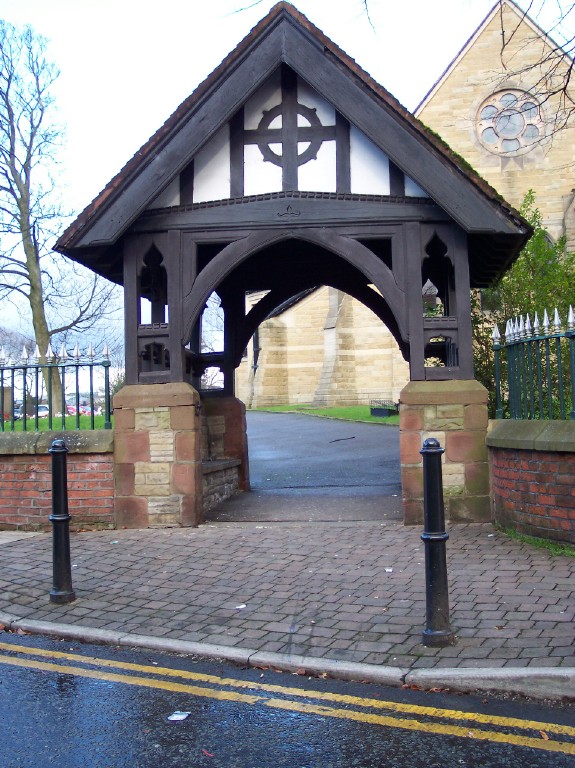 TThe Lych Gate now with the new church in the background
