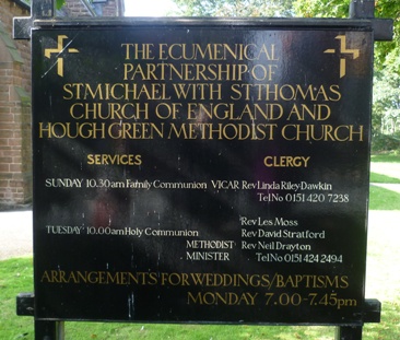Board at St Michael and St Thomas, Hough Green