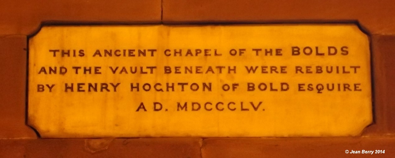 St Luke, Farnworth - Hoghton plaque in Bold Chapel