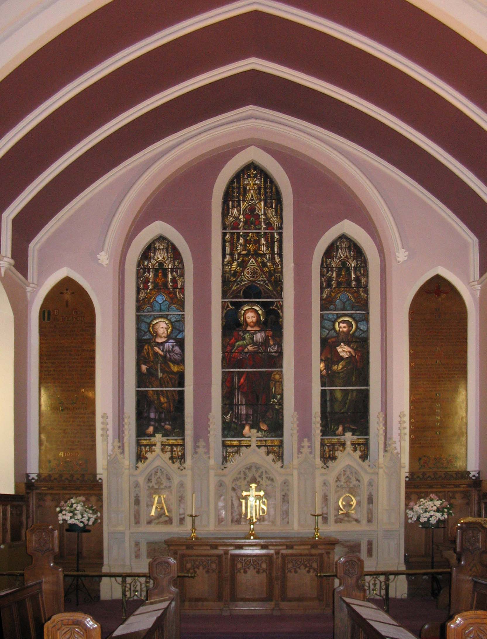 The interior of Christ Church, Croft, showing the windows