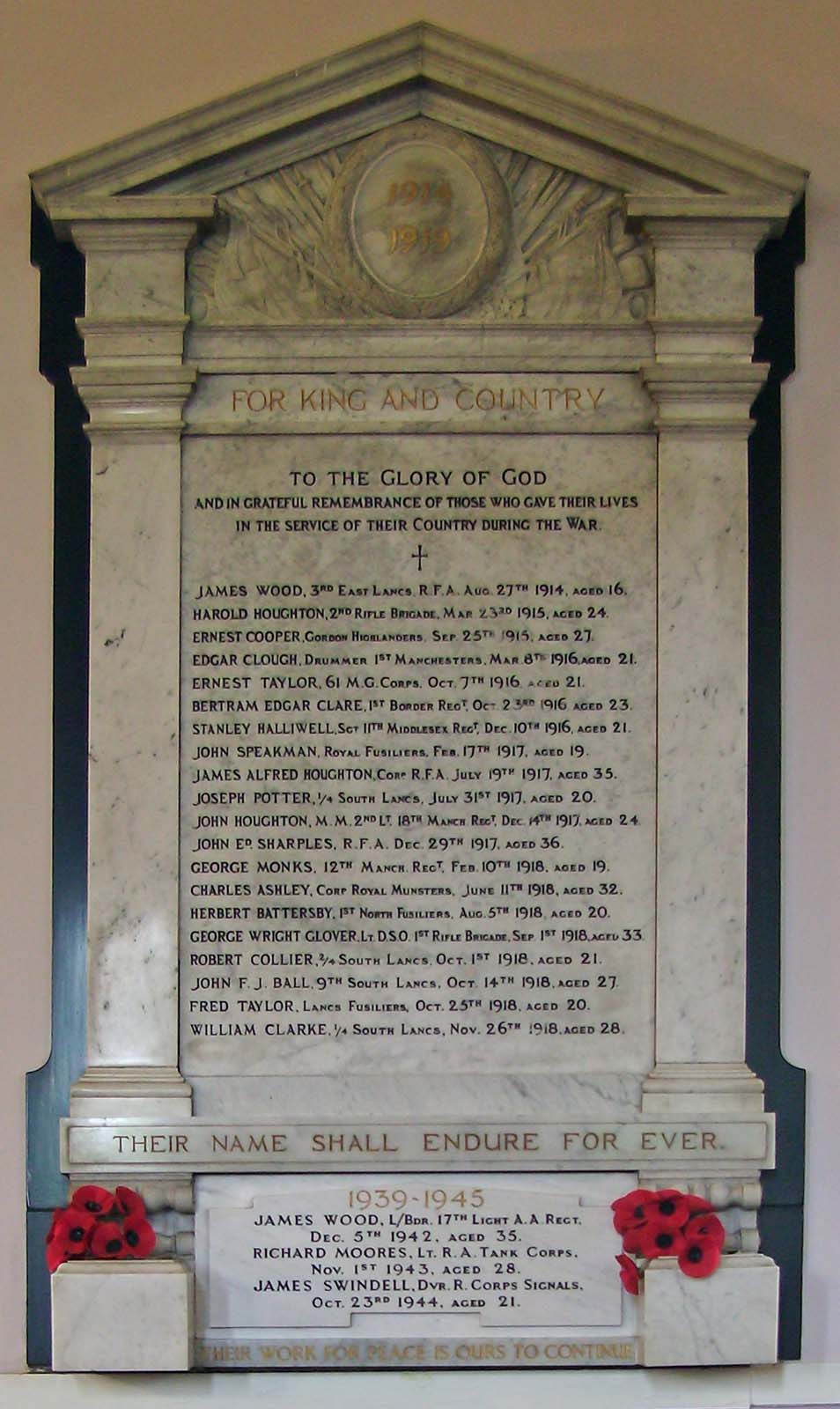 The War Memorial at Christ Church Croft, Photograph supplied by and  of Frances Holcroft