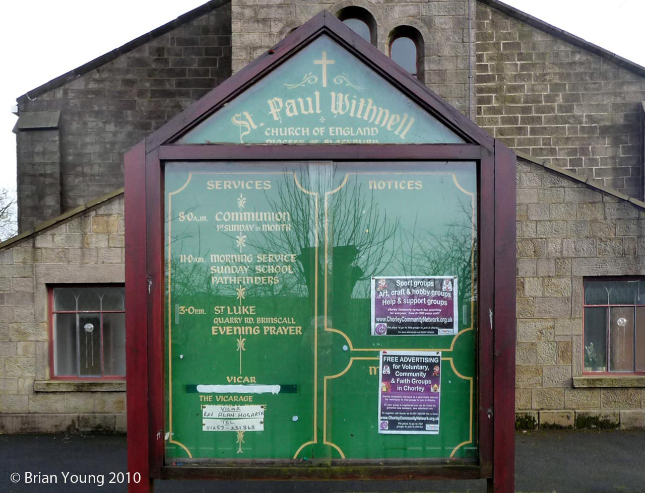 The Church Sign, St Paul, Withnell. Photograph supplied by and  of Brian Young