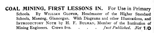 They started them early! A book advertised in Crosby Lockwood & Son's list of works on Mining, Metallurgy and Colliery Working, 1900