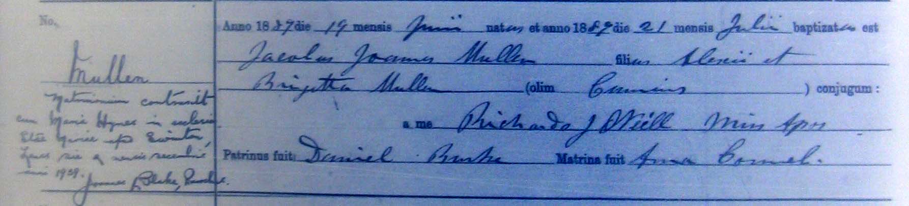 Example from the Baptism Register