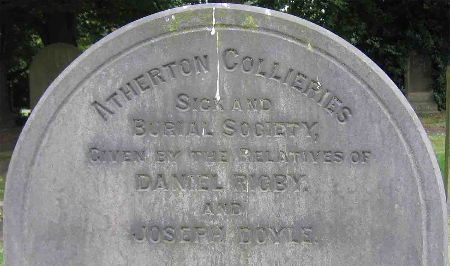 Daniel Rigby and Joseph Doyle were both 47 years old colliers killed by roof falls at Chanters and Gibfield Collieries respectively. Photo by Peter Wood, July 2005