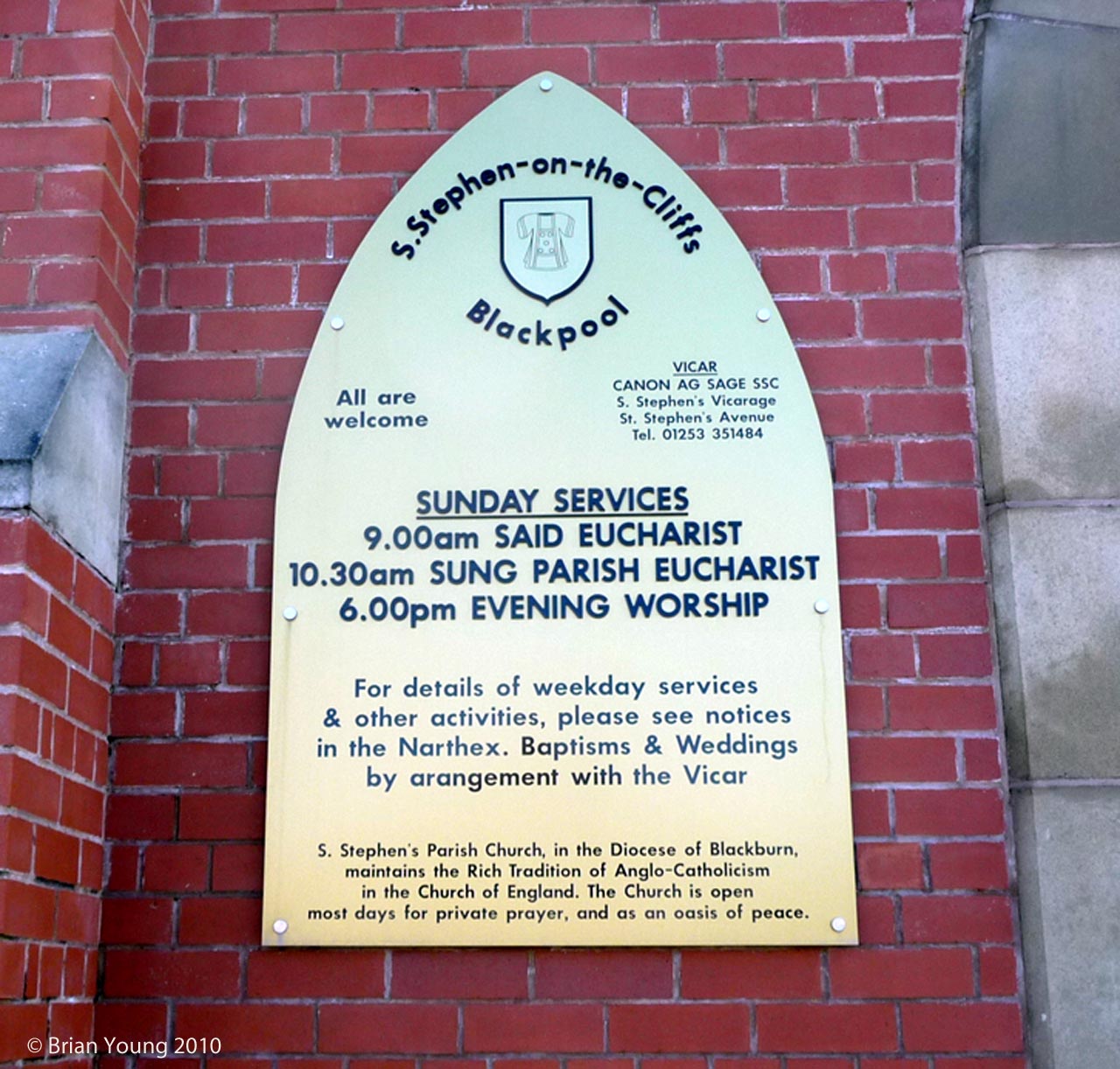 The Church Sign at St Stephen on the Cliffs, Blackpool. Photograph supplied by and � of Brian Young