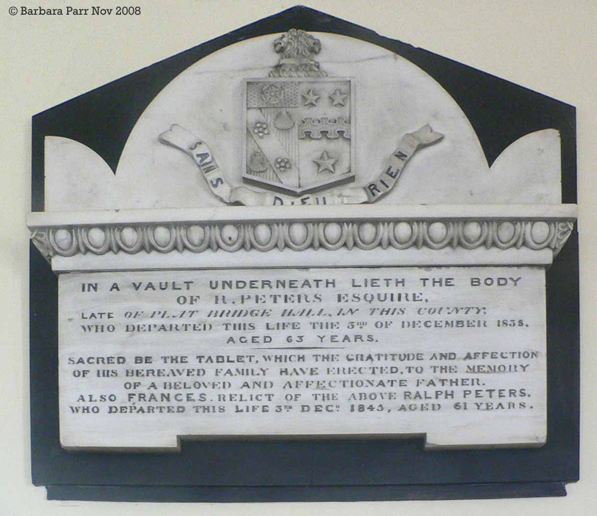 Memorial to Ralph Peters Esq.