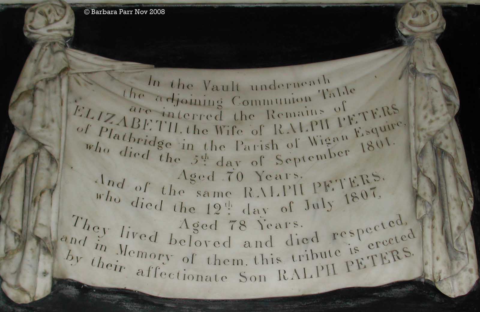 Memorial to Ralph Peters Snr.