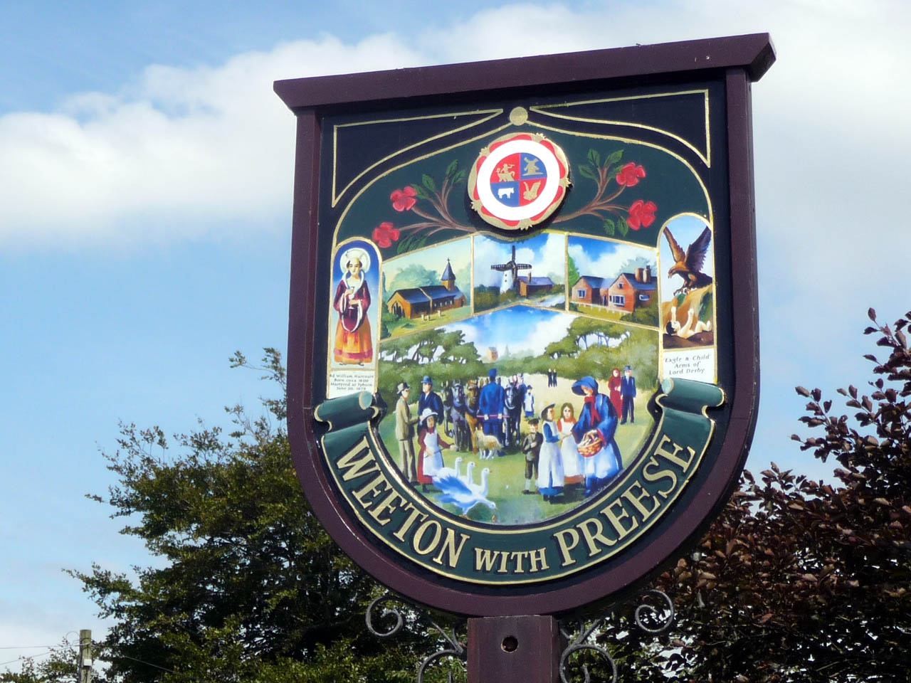 Village Sign, Weeton with Preese Photograph supplied by and  of Brian Young