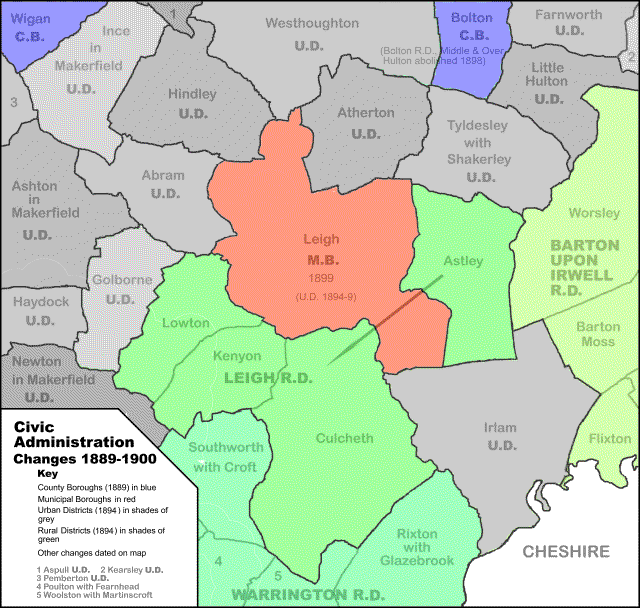 Map of Admin changes introduced 1889-1900