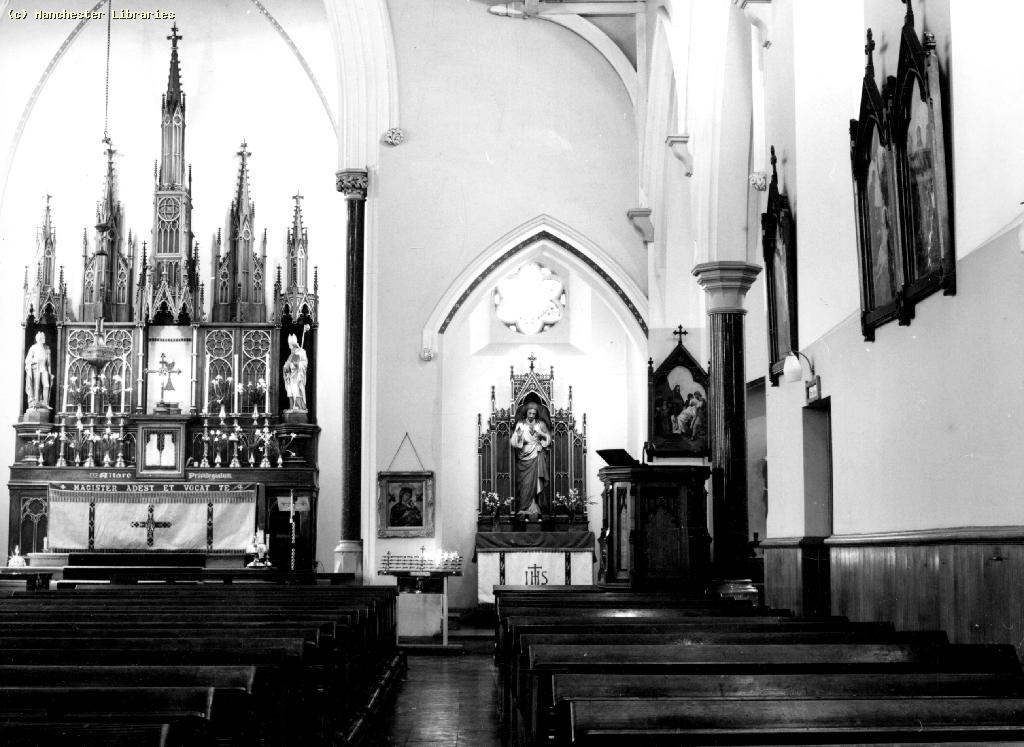 The Interior of St Aloysius, Ardwick, Photograph courtesy of >Manchester Archives and Local Studies, Identifier m69409  Manchester City Council