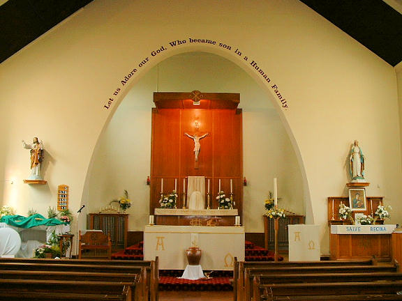The Interior of the Roman Catholic Church of Holy Family, Kirkholt. Photograph supplied by and  of Mike Berrell