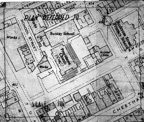 Map showing the location of the chapel
