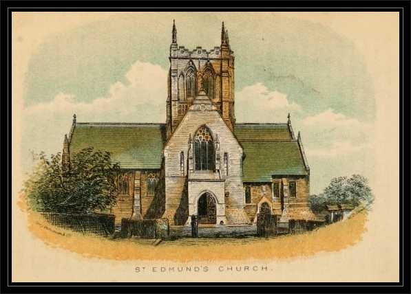 A Drawing of the Church of St Edmund, Rochdale. Drawing from Rochdale Past and Present and  William Robertson