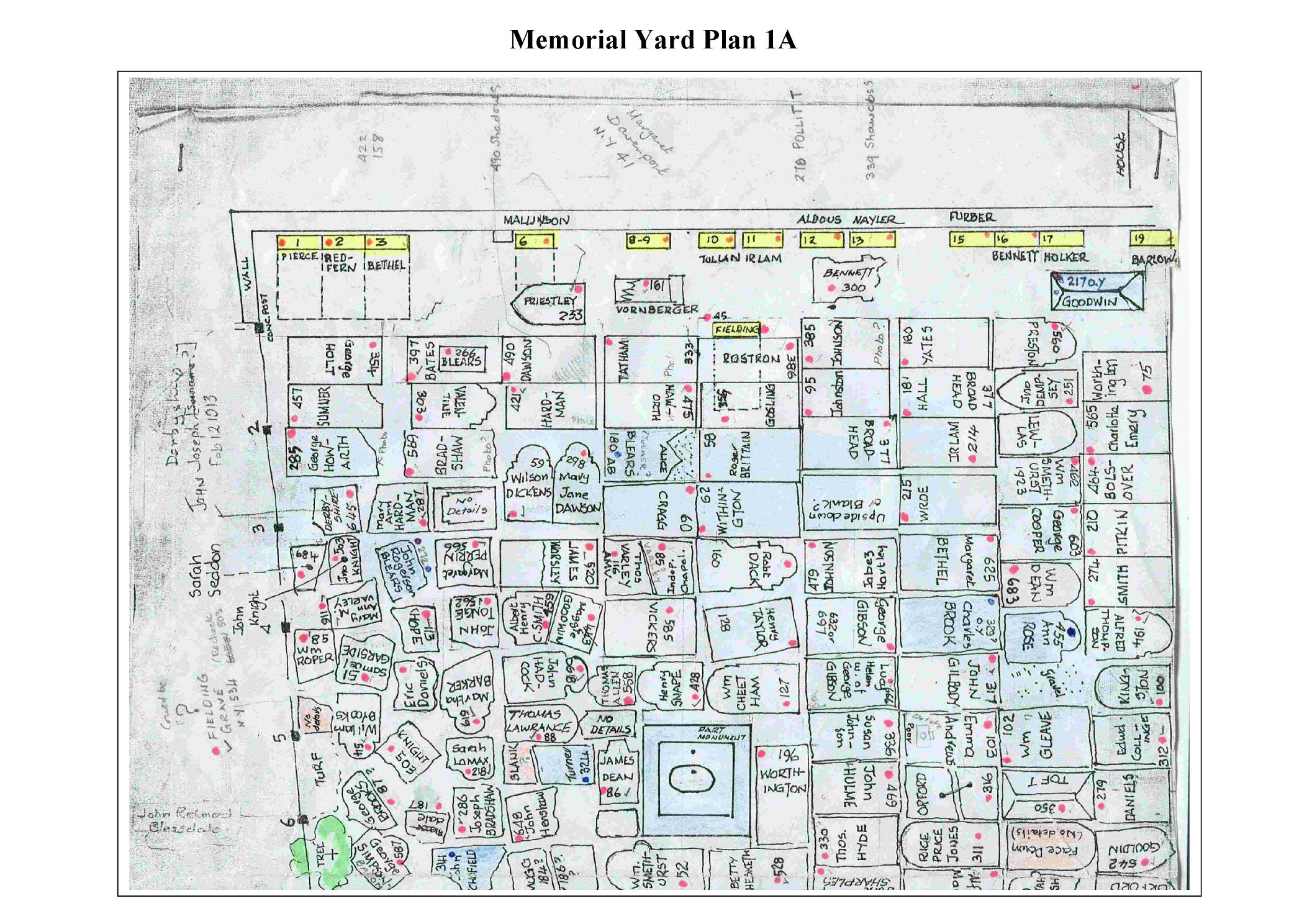 Barton Wesleyan Chapel, Memorial Yard Plan 1A
