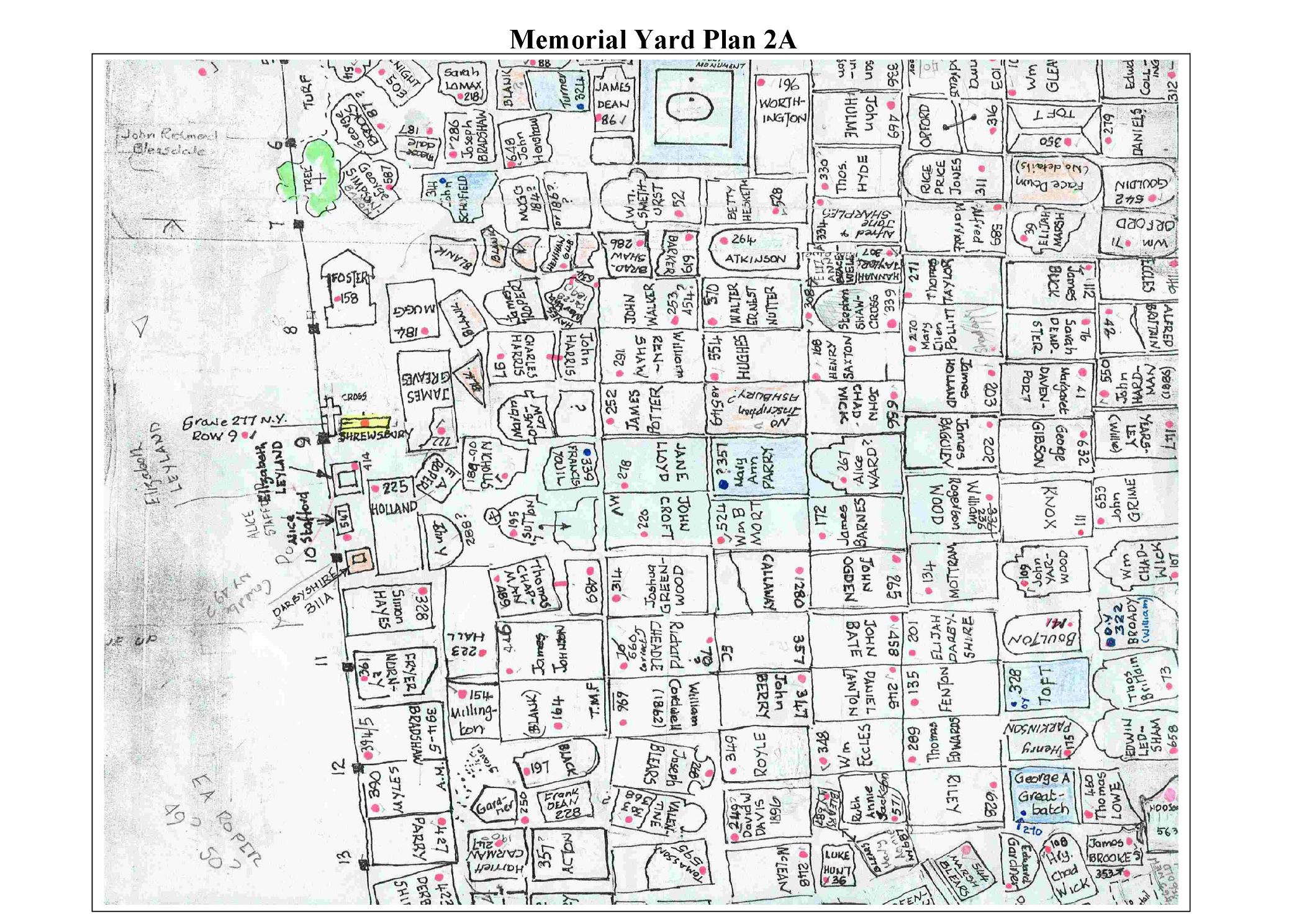 Barton Wesleyan Chapel, Memorial Yard Plan 2A
