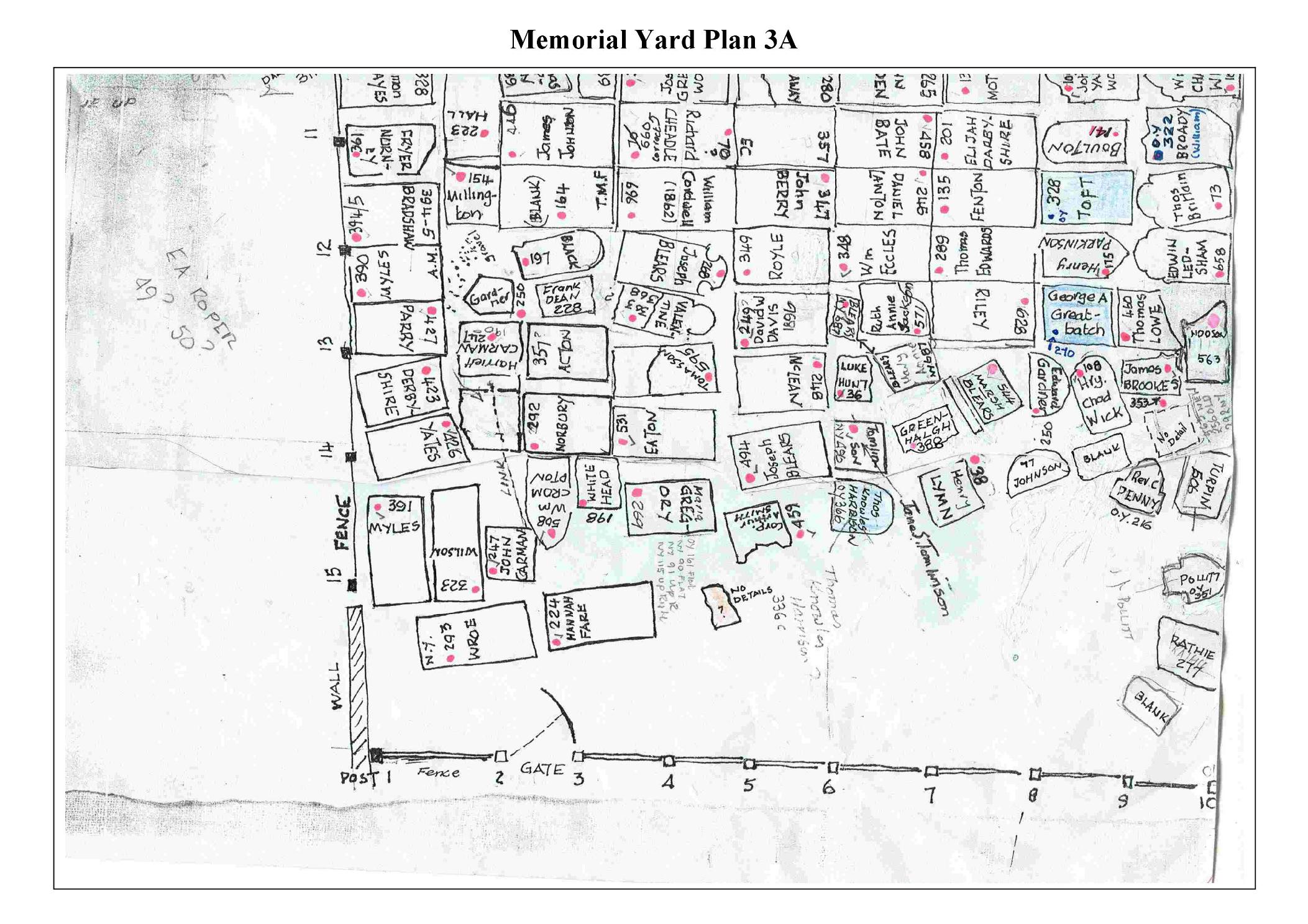 Barton Wesleyan Chapel, Memorial Yard Plan 3A